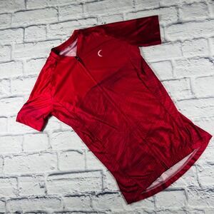 Zyia Active Womens Pink Red Wave Print Cycling Jersey Short Sleeve Bike Shirt S